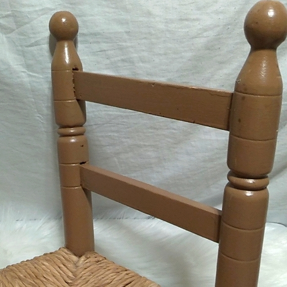 SALE! RARE! Antique French Oak Shaker Style Childs Chair W/Rush Seat - Picture 5 of 9